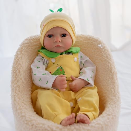 JUYOUYI Lebensechte Reborn Babypuppen 45,7 cm realistische Neugeborenen Puppen Mädchen, gewichtete Vinyl Körperpuppe mit Geschenk Set für Kinder ab 3 Jahren