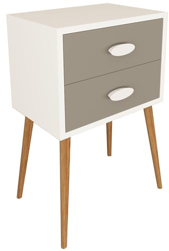 VCM Nachttisch 45x30x70 cm 2 Schubladen Nachtkonsole Holz Schlafzimmer | Ablage- und Stauraumlösung direkt neben dem Bett - praktisch direkt am Kopfende des Betts - für Erwachsene und Paare