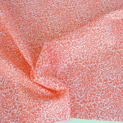 TOLKO 50cm Baumwollstoff Meterware weiche kochfeste Baumwoll-Popeline für Kleid Bluse Kostüm Gardinenstoff Vorhangstoff Bezugsstoff Dekostoff Baumwolle Baumwollstoffe zum Nähen Dekorieren (Koralle)