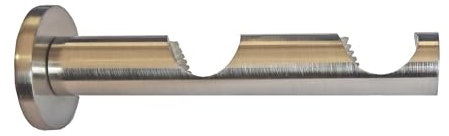 BASIT Wandträger für Gardinenstangen zweiläufig Edelstahl Look I Rohr Gardinenstangen Träger 20mm Wandbefestigung I Gardinenstangen Halterung Vorhangstange H41