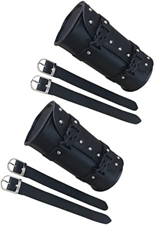 FELTECHELECTR 2 stücke Motorrad Werkzeugtasche, Motorrad Satteltasche,PU Leder wasserdichte Werkzeugtasche, Runde Sattel Taschen, Modische Aufbewahrungstasche, Schwarz