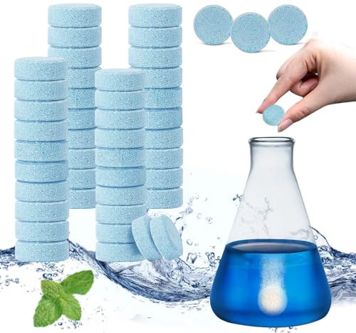 dellyy 100 Stück Scheibenwischwasser Reinigungstablette, Scheibenreiniger Konzentrat Brausetabletten, 400L Glasreiniger, Multifunktionale Reinigungstabletten für Glas, Spiegel, Fenster