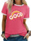 WIEIYM Women's T-Shirts Short Sleeve Round Neck T Shirt Rainbow Graphic Summer Tee Shirts Ladies Casual Tee Tops with Good Vibes Letter Printed S-XXL