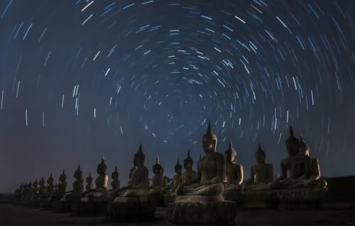 GUOHLOZ Puzzle 1000 Teile Classic Puzzle DIY Kit Holzspielzeug Unique Gift Home Decor, Thailand, Zyklus, Statuen, Buddha, Landschaften, 75x50cm