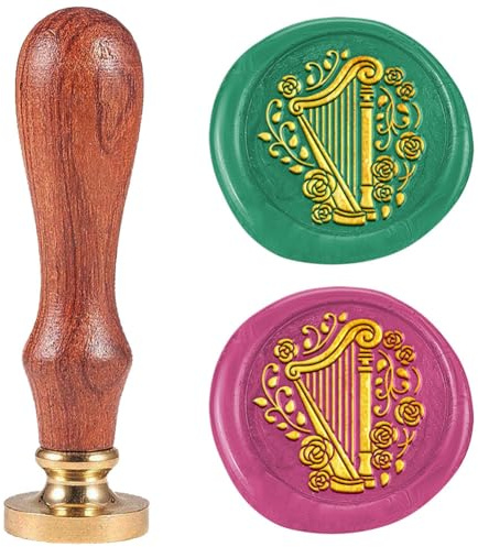 DELORIGIN Wachssiegelstempel Mit Harfenblumen 25 mm Abnehmbarer Siegelkopf Aus Messing Vintage Siegelstempel Mit Geprägtem Buchstaben Für Einladungen Partys Geschenkverpackungen Dekorieren