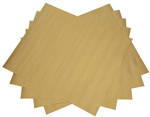 Restokki 5 Stück BBQ-Grillmatten, Antihaft-Grillmatte, hohe Temperaturbeständigkeit, Wiederverwendbare Grill-Backmatten, für Grillzubehör, leicht zu reinigen (Gold)