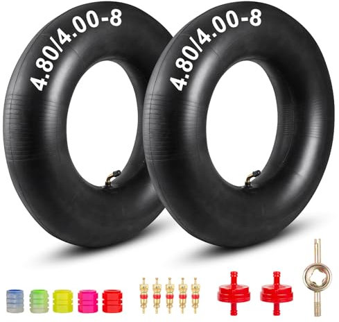 4.80/4.00-8 Inner Tubes 2-Pack Heavy Duty High Air Tightness with TR87 Angled Valve Premium Replacement for Mini Bikes, Go Kart, Lawn Mowers, Hand Truck, Wheelbarrow (2)