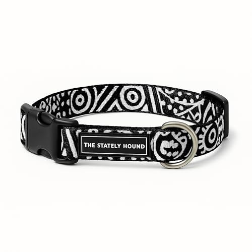 Verstellbares Hundehalsband, Nylon, wasserdicht, langlebig, Größe S bis L, Schwarz / Weiß, Größe S