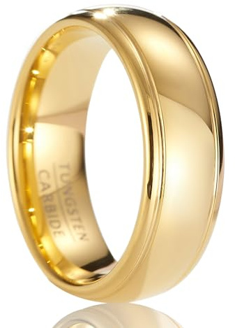 SOXEMAN 8mm breiter Unisex-Hochzeitsring aus Wolfram, doppelte polierte Rillen & Comfort Fit (US-Größen)