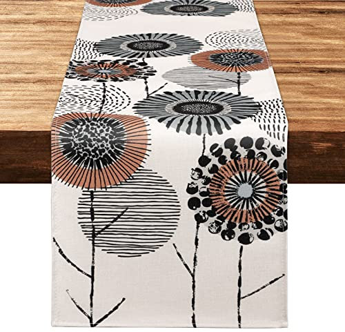 Weldomcor Tischläufer Waschbare Tischdecke 32x120cm - Floral Pflanzen Modern Frühling Sommer Dekorativ Vintage für Esszimmer Küche Bauernhaus Hochzeit Geburtstag Draussen