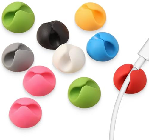 10 Pezzi Cable Clips, Fermacavi Multifunzione, Clip per Cavi, Porta Cavo Comodino, Cable Organizer per TV PC Laptop Casa Ufficio