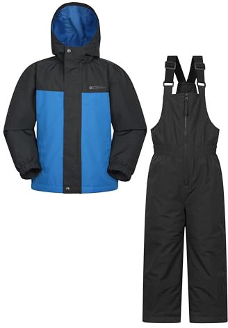 Mountain Warehouse Polar Zone Kids Jacket & Salopette Snow Set - Fleeced Lined Ski Set with Pockets, Boys & Girls - Winter Skiing, Sports & Outdoors Navy Kids Size 7-8 Years
