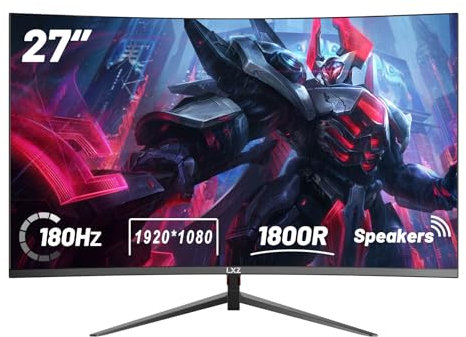 LXZ Curved Gaming Monitor 27 Inch PC Monitor 180hz, Full HD 1080P Frameless 1800R Gaming Display with FreeSync & Eye-Care Technology, DP, HDMI Port - Black