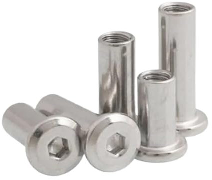 KSeSii 2-10 teile/los M3 M4 M5 M6 M8 M10 Edelstahl Große Flache Innensechskant Möbel Niet Stecker Einsatz gemeinsame Hülse Überwurfmutter(25mm(L),10pcs M5 (OD 6mm))