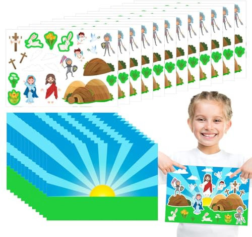 Religious Jesus Stickers, Easter Game Stickers, Easter Jesus Scene Stickers, Christian Sunday School Stickers, Religious Easter Stickers, Easter Sticker Decorations, Bible Story Sticker for Kids, Jes