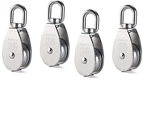 NHJSDLLMNZ Rolle Pulley Wheel,,4 Pcs M25 304 Stainless Steel Pulley Roller for Crane Swivel Hook Wire Rope Cable Loading
