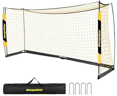 MangoStar Soccer Goal, 12X6 FT Soccer Goal for Backyard Portable Net Collapsible Metal Base, Quick Set Up Soccer Net for Indoor Outdoor Practice Training with Carry Bag