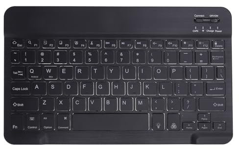 Bluetooth Keyboard, Ultra-Slim Wireless Keyboard,Wireless Backlit Keyboard Portable, Rechargeable Keyboard, QWERTY UK Layout for Android, iOS, PC Laptop Tablet Phone (Black)