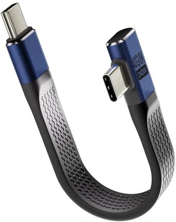 Pixelure 240W USB C Cavo Dati Piatto Flessibile, 40Gbps USB4.0 C PD Ricarica Rapida Cavo Type C Corto Maschio a Maschio Dati Cavi Compatibile con Thunderbolt 4/3, 48V5A/8K@60Hz (Piegatura Laterale)