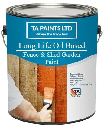 T A Paints Ltd Garden Fence Shed Paint, Weather-Resistant Outdoor Matte Finish Wood Paint, for Garden Fence, Sheds, Cement Posts, Gravel Boards (5L Stone Grey)