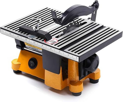 Generico Mini Sega da Banco, Sega Circolare da Tavolo Portatile per Falegnameria, Sega Regolabile con Lama da 4, Scala di Precisione e Protezione, 60W 4500RPM per Legno, Metallo, Vetro