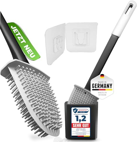 WC Bürste Silikon mit Wandhalterung, für Badezimmer, Wohnmobil, Made in Germany (mit Wandhalterung)