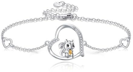 DAYLINLOVE Eichhörnchen Armband 925 Sterling Silber Eichhörnchen Herz Armband Eichhörnchen Schmuck Geschenk für Frauen Mädchen