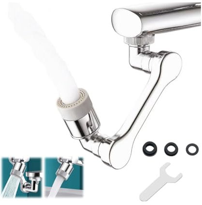 Robinet à Rallonge Rotatif Multifonctionnel, 1080° Aérateur de Robinet, Mousseur Aérateur de Rallonge, Economiseur d'Eau Adaptateur avec 2 Modes de Pulvérisation, Mousseur Pivotant pour Cuisine, Bain