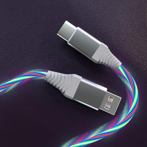 Light Up USB Type C Charger Cable 3A LED Light Up USB C Fast Charge Light Up Cable Lighted Phone Charger Compatible with i-phone 16 15 series and Samsng Galaxy S20/S10/S9/S8,LG V40/V30,3.3FT Colorful