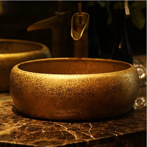 asdchZen Lavabo De Encimera con Diseño De Flores Galvanizadas, Lavabo para Baño
