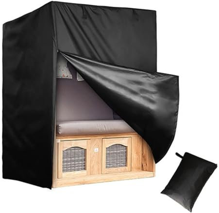 Copertura Per Poltrona Da Spiaggia,Copertura Per Sedia Da Giardino Impermeabile,135 * 105 * 175 Cm,420d,Protezione Dal Freddo Invernale e Dai Raggi Uv,Colore Nero,Con Sacca,Lunghezza 135 Cm