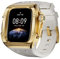 ZXZZNO Para Apple Watch Series 10 46MM Caja de acero inoxidable y correa de silicona Correa de repuesto Mod Kit Correas de reloj(Gold White)