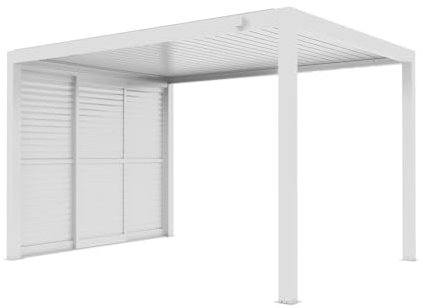 VERDELOOK | Pannelli Persiana per Pergola Bioclimatica Atena, 3 Metri, Colore Bianco, Pannelli a Persiana con Doghe Richiudibili, Accessori per Pergola Bioclimatica, Struttura Scorrevole Su Binari