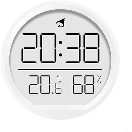 Eawfgtuw Innenuhr mit Magnetbefestigung für einfache Installation und Überwachung von Klima Innentemperatur Luftfeuchtigkeit Monitor Digitaluhr mit Datumsanzeige (weiß)