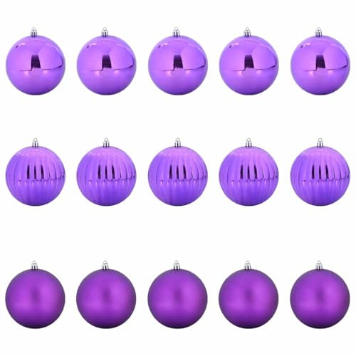 vidaXL Christmas Bauble Set 15 pcs Lilac, Living Room Decor, Traditional Christmas Baubles, Modern Ornaments, Holiday Tree, Elegant Seasonal Decorations