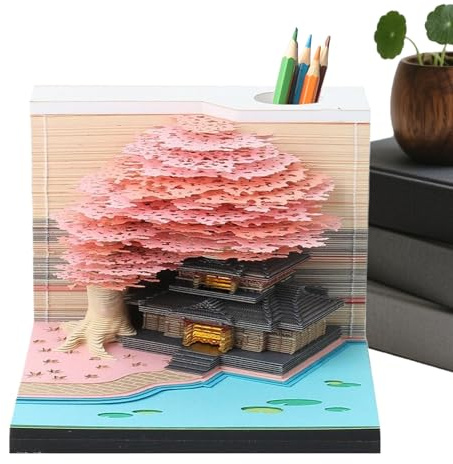 Jingmiger 3D-Kalender 2026 | Kalender Skulptur aus Papier | reißbares Haus Baum mit Beleuchtung | für Klassenzimmer, Schule, Lehrer, Urlaub, Transport Sport