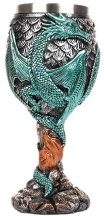 Dragon Wine Goblet - Handcrafted Stainless Steel Medieval Chalice, Intricate Sculpted Design Cup for Drinks and Display | Home, Bar, Celebration, Gathering, Party, Event, Decor, Gift Collection