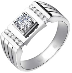 Beydodo Diamant Ring Weißgold 585 14K Echtgold, Eheringe Herren Breit mit Diamant 0.7ct Siegelring Trauringe Verlobungsringe Größe 55 (17.5)