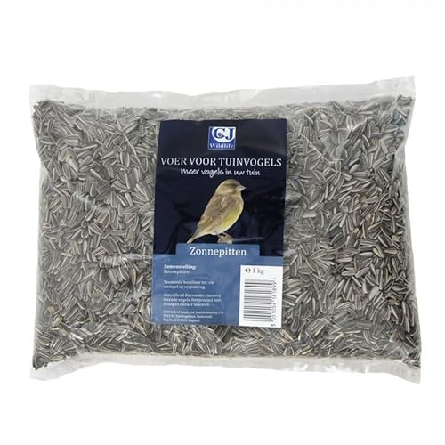 CJ Wildlife Gestreifte Sonnenblumenkerne 1kg – Vogelfutter Wildvögel ganzjährig – Sunflower Seeds – Für alle Futterarten und Systeme geeignet