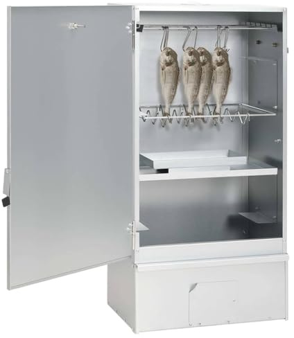 Räucherofen mit Kaltrauchgenerator, Räucherschrank aus verzinktem Stahl für Fisch Fleisch Wurst, Inklusive 1kg Räucherspäne, 44,5x29x83 cm