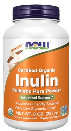 NOW Foods Supplements, Inulin Prebiotic Pure Powder, Certified Organic, Non-GMO Project Verified, Intestinal Support*, 8-Ounce