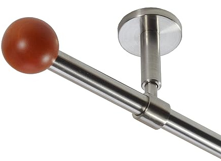 BASIT Gardinenstange Deckenmontage 1 läufig 480 cm lang Edelstahl Look Set Metall I 1-läufige Vorhangstange Deckenmontage Ø16mm I 120-600cm wählbar D11