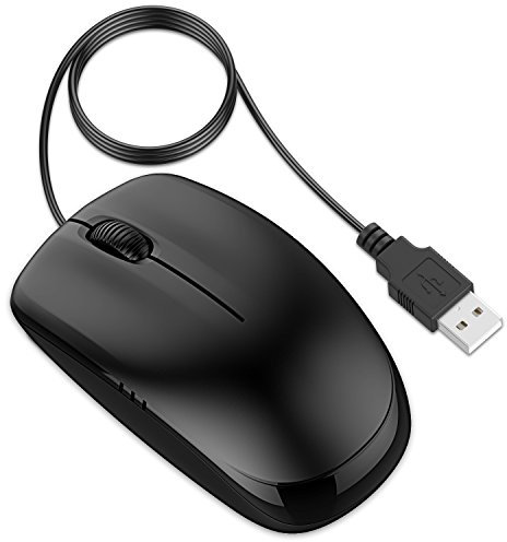 JETech 0776- 3-Button Wired USB Optical Mouse- Black
