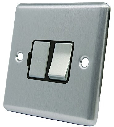 AET CSCSFSBS 13 A Satin Finish Chrome Classical Switched Fused Spur Connection Unit with Black Insert Metal Rocker Switch