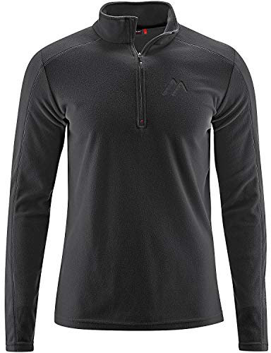 Maier Sports Dennis, Half-Zip-Midlayer für Herren, Universell einsetzbarer Midlayer zum Skifahren und Wandern, dryprotec Technologie, Atmungsaktiv, NFC-Chip für einfaches Recycling, Schwarz, 60