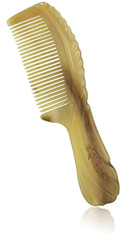 EQLEF Hornkamm Mit Griff - Langer Handheld Anti-Statischer Feinzahn Yak Horn Massage Kamm für Frauen, Männer und Kinder