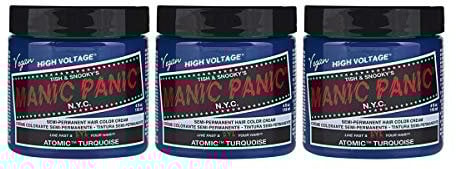 Manic Panic Atomic Turquoise Classic Creme, Vegan, Cruelty Free, Semi Permanent Hair Dye 3 x 118ml