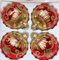 direkt-aus-polen Glänzende rot goldene Weihnachtskugeln mit golden glitzernden Applikationen und roten Steinen Durchmesser 10 cm 4er Set