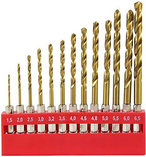 Dekton 13pc 1/4 Shank Hss Drill Set 1.5mm-6.5mm - Titanium Finish | High Speed Steel For Improved Resistance To Heat | 118 Degree Angle Point | Ideal For Drilling Wider Range Materials