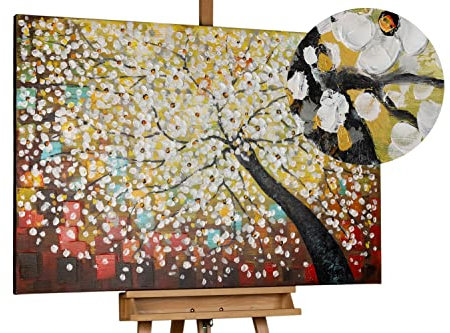 KunstLoft Leinwandbild | 100% HANDGEMALT | 120x80cm | Gemälde 'Zauber im Baumwipfel' | Wald & Bäume | Bunt | Wandbild Wohnzimmer